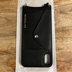 NWT Bandolier Hailey iPhone XS Max Black Leather Wallet Phone Case (No Strap)